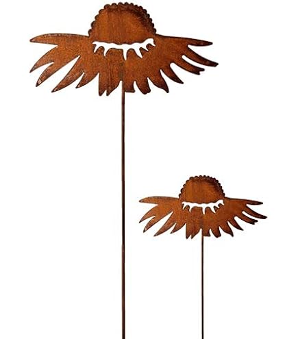Lot De 3 Piquets Jardin Coquelicot Métal Rouillé - Décoration Extérieur 80cm - Bornhöft