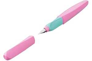 Pelikan Twist Lilac, Penna Stilografica Ergonomica, per Destrimani e Mancini, per Scuola e Ufficio, Pennino M in Acciaio Inossidabile, Cartuccia Blu Lunga Inclusa. Ricaricabile