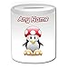 Produktbild Personalisiertes Geschenk – Kröte Spardose (Pinguin Video Spiel Charakter Kostüm Design Thema, weiß) – alle Nachricht/Name auf Ihre einzigartige – Silly Funny Neuheit kawaii Cartoon Anime Animation Art Clipart Episode Serie Japan japanische Zeichnen Malen Superheld Hero Super TV Fernseher PSP PS3 PS4 fiktives Computer Nintendo Rollenspiel-RPG Playstation Portable Handheld DS Sony Xbox Wii Dualshock Controller Jumpman Bros Yoshi Mario Mushroom Klempner Prinzessin Peach Luigi Franchise