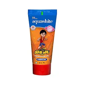 aquawhite SHIVA Toothpaste for Kids, Fluoride Free, Sweet Bubble Flavor (Bubble Gum), For Age 2-14 Years, 80 grams