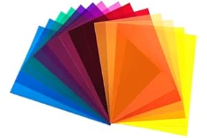 DECARETA Correction Gel Light Filter,14 Pack Colored Overlays Transparency Color Film with 7 Colors,Yellow Pink Purple Orange Blue Red Green for Kids,Photo studio,and Stage Lighting(29.7x21cm)