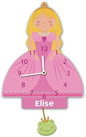 Forever Bespoke Princess Personalised Girl's Silent Tick Wall Clock. The Princess and the Frog