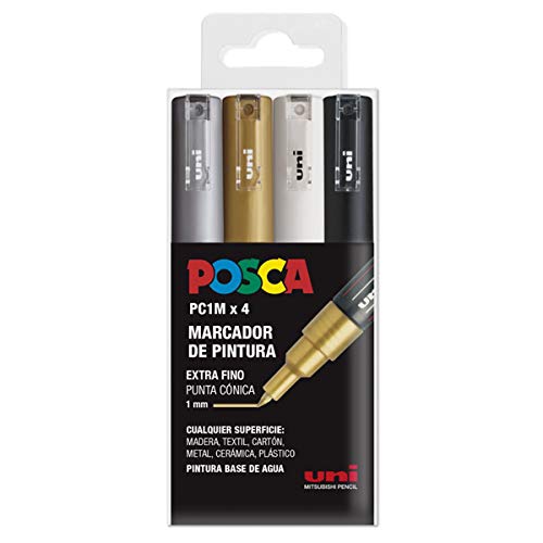 UNI Posca Set PC 1M GSWB - Pack 4 rotuladores