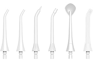 SAWGMORE Jet dentaire classique de remplacement pour embout de jet d'eau dentaire alimenté par piles, 6 buses，compatible avec les irrigateurs buccaux TH2D4，Bianco