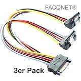 Faconet® 3er Set SATA Y Stromkabel SATA Stecker an 2x SATA Buchse gewinkelt (3er)