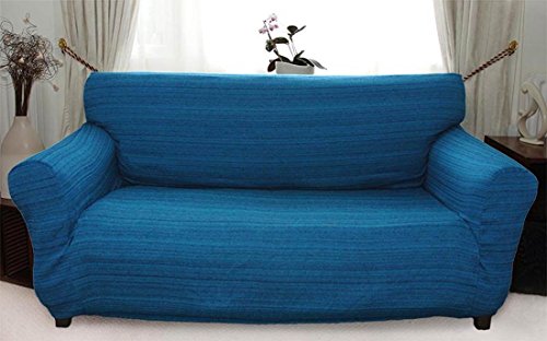 Stretch husse (blau) hussen für sofa 3 sitzer - sofahusse
