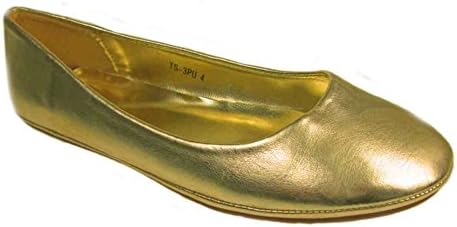 LADIES FASHION FLAT BALLERINA DOLLY PUMPS SHOES VARIOUS COLOURS (5, GOLD)