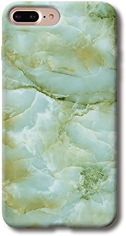 ELETRICO iPhone 7 Plus Case TPU Silicone Soft Back Cover Marble Stone Pattern 5.5 inch (cyan-blue)