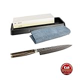 + Kombinationsschleifstein KAI-AP-0316 mit 3000/6000 Körnung, für die perfekte Pflege ihrer japanischen Damastmesser+ Premium- Poliertuch