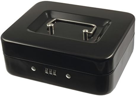 Cash Box with Combination Lock Black, 200 x 160 x 75 mm