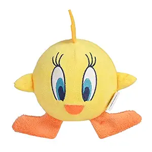LOONEY TUNES for Pets Yellow Tweety Bird Ball Body Plush Dog Toy for All Dogs | Squeaky Toy for Dogs Chew Toy | Tweety Bird Character Soft Plush Stuffed Dog Toy