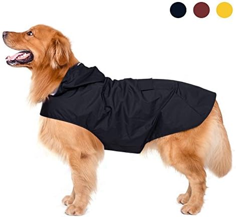 Dog Raincoat, VanHot Adjustable Waterproof Raincoat with Safe Reflective Strips, Hood &amp; Collar Hole , Ultra-Light Breathable 100%, Stylish Dog Raincoats