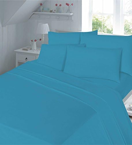 Finlays Fashions 100% Brushed Cotton Flannelette Flannel Duvet Quilt Cover Pillowcase Bedding Set Single Double King Superking Size (King, Teal)