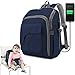 Produktbild Wickeltasche Rucksack, Baby Wickeltasche, Ceekii Mama Rucksack Babyrucksack mit Multifunktional Kindersitz Wasserdicht Babytasche und USB-Lade Port Wickelrucksack (Blau)