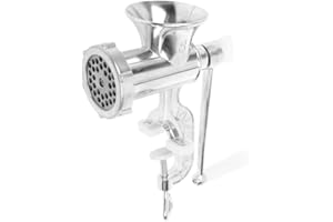 EQUINOX Picadora de carne manual aluminio L 13 cm H 24 cm con mango de plástico con hoja de hierro fundido