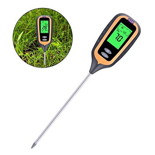 Preisvergleich Produktbild 4 in 1 Bodentester Feuchtigkeitsmesser Bodenanalysator Multifunktions-PH-Meter Feuchtigkeits- / Lichtprüfgerät Thermometer Große hintergrundbeleuchtete LCD-Anzeige Großer Helfer für Gärtner