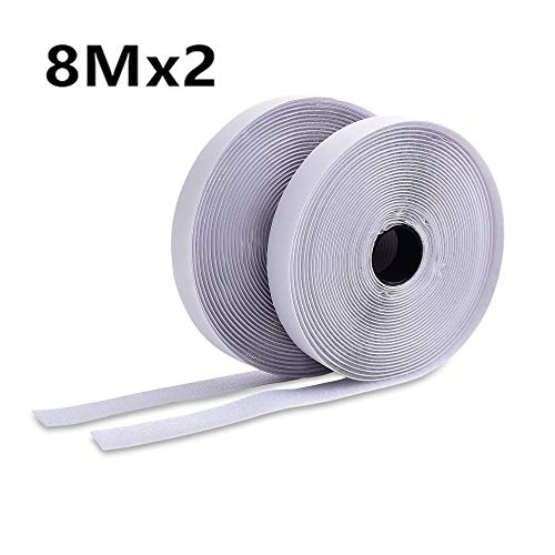 Preisvergleich Produktbild MUXItrade Doppelseitig Klebendes Klettband Selbstklebend Extra Stark mit Klettverschluss (Flauschband und Hakenband) und Klebepad 8m Lang 20mm Breit Weiß