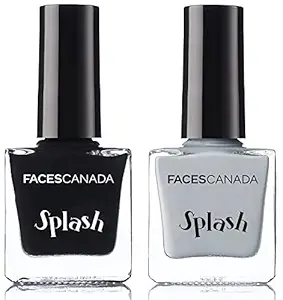 Faces Glossy Splash Nail Enamel, Black Beauty 15, 8 ml and Faces Glossy Splash Nail Enamel, Dove 38, 8 ml