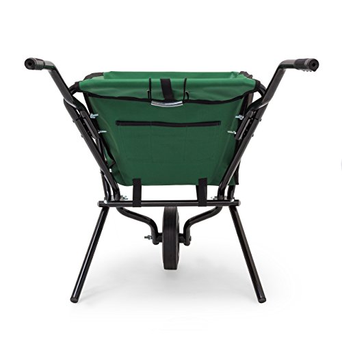Relaxdays Schubkarre faltbar HBT 66 x 64 x 112 cm Faltschubkarre aus Stahl mit Korb aus stabilem Polyester ca. 56 l Fassungsvermögen platzsparende Gartenkarre zum Aufhängen belastbar bis 30 kg, grün - 5