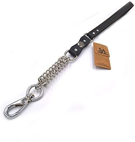 PetFun Royal Style Genuine Leather with Stainless Steel Quality Anti-Chewing Dog Lead, Black and Brown