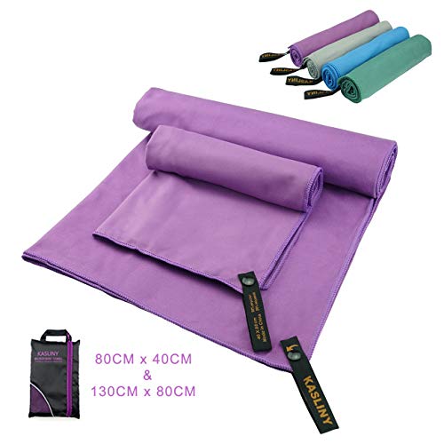 Asciugamano da viaggio in microfibra da 2 paia, asciugamano da spiaggia compatto - Obsorbent, leggero con borsa in rete