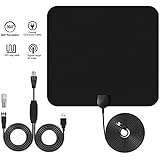 HXSS Digital Indoor TV Aerial，50 Mile Range 10 FT Long Cable HDTV Antenna Digital Freeview and Analog TV Signals with Detachable Amplifier Signal Booster