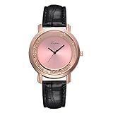 LuckhomeDamen Analog Uhr mit Leder ArmbandLvpai Lässige Quarz Lederbanduhr Analoge Armbanduhr（Schwarz）