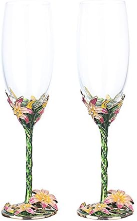 Wine Glass Whisky and Sherry Glass - Red Wine Glass 2 PCS/Set China Enamel Color Champagne Crystal Cup Wedding Toasting Flutes Party Marriage Decoration for Gift
