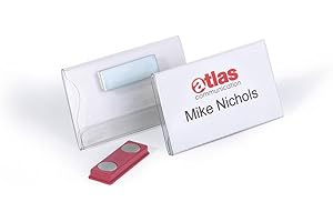 ‎DURABLE Durable Namensschild (mit Magnet, 40 x 75 mm) Packung à 25 Stück, transparent, 811619