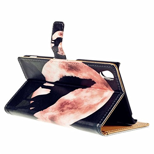 Sony Xperia Z3+ / Z3 Plus Hülle Handytasche, MUTOUREN 2 in 1 Zubehör für Sony Xperia Z3+ / Z3 Plus Slim PU Tasche Klapp Flip Folding Magnetisch PU Leder Flip Cover Tasche mit Kartensteckplatz Brieftasche Hinterschale Kartenschlitz + Metall Stift Stylus – Wolf - 5