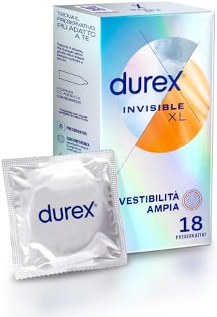 Durex Invisible XL, Preservativi Ultra Sottili e Extra-Large, 18 Profilattici