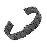 RECHERE 20mm Armband aus schwarzem Keramik Armband Uhrenarmband Druckknopf Faltschließe