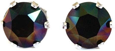 Sterling Silver 6mm Black Rainbow Crystal Stud Earrings made with Crystal from Swarovski®