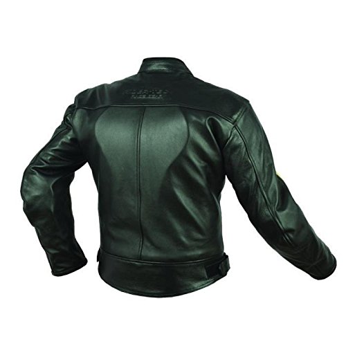 RIDER-TEC Blouson Moto Cuir Vintage Homologué CE-13595, Noir/Orange, L