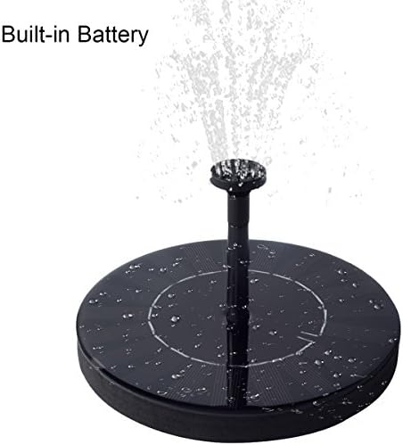 Solar Fountain Pump, Built-in Battery, KidsHobby Upgraded Solar Powered Bird Bath Free Standing Water Pump Panel Kit, Outdoor Watering Submersible Pump for Pond, Pool, Garden, Fish Tank, Aquarium