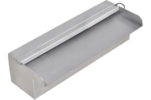 vidaXL Fuente Rectangular Patio Exteriores Jardín Estanque Aire Libre Terraza Decoración Bomba de Agua Piscina con LED Acero Inoxidable 30cm