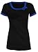 Happy Mama. Women's Maternity Nursing Double Layer T-shirt Contrast Detail. 996p (Black & Royal Blue, UK 8/10, M)