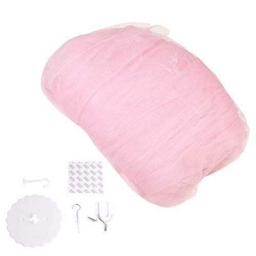 Prinzessin Travel Moskitonetz Fliegennetz Mückennetz Insektennetz Spitze Betthimmel Moskitonetzen Rund Moskitonetz für Einzel-oder Doppelbetten Indoor or Outdoor With A Full Hanging Kit (rosa) - 7