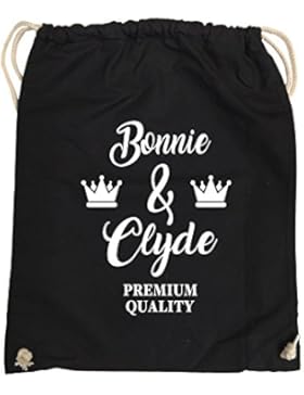 Comedy Bags - Bonnie & Clyde - PREMIUM MOTIV - hipster Turnbeutel, bedruckter Gymbag aus 100 % Baumwolle, praktischer...