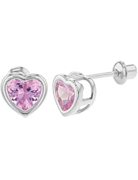 925Sterling Silber CZ kleine Herz Schraube wieder Ohrringe Baby Girl