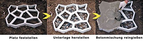 @tec Betonform Schalungsform Gießform Plastikform-Schablone 60x60x6 cm mit zwei Griffen – für Beton, Natursteinpflaster, Kopfsteinpflaster, Pflastersteine, Terrassenplatten, Trittplatten und Gehwegplatten für Garten - 5
