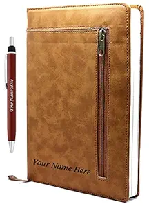 Crownlit Personalized Notes Diary with Zip Pouch and Pen with Name, A5 Size Diary