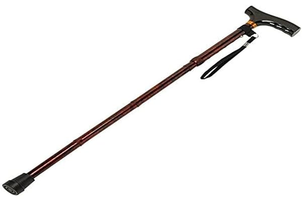Homecraft Folding Coloured Walking Stick with Wooden Handle