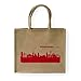 Produktbild 44spaces Großer Shopper Düsseldorf Jute, Aufdruck rot - Größe: 42 x 33 x 19 cm, Geschenk-Tasche Strandtasche Shopping Tragetasche