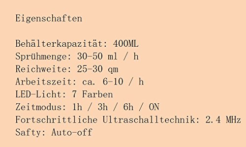 Aroma Diffuser,400ml LED Düfte Duftöl Ultraschall Nebel Holzmaserung Aromatherapie ätherisches Essential Oil Diffusor Air Humidifier Purifier Luftbefeuchter Atomizer,für Baby Wohnzimmer Schlafzimmer Yoga SPA Büro,Von SECRET CHERISH - 7