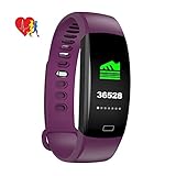 MrRong Fitness-Tracker-Uhr, wasserdichter Aktivitäts-Tracker mit Herzfrequenz-Blutdruckmessgerät, tragbare intelligente Armband-Pedometer-Uhr für Frauen,Purple