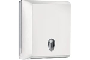 DRYFLOW Paper Towel Dispenser For Z Fold Or C Fold Paper Towels, Wall Mounted, Commercial Buildings, 5 Colour Options (White, Black, Blue, Green or Orange), Certified Italian Quality (White)