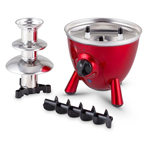 oneConcept Cioccolata di Trevi Schokobrunnen Partybrunnen für Schokolade (60W Leistung, 2 Betriebsmodis, verstellbare Standfüsse, Gehäuse und Turm aus Edelstahl, 3 Etagen) rot - 5