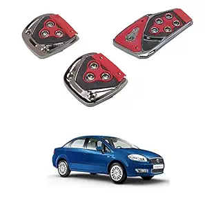 Qiisx 3 Pcs Non-Slip Red Manual Car Pedals kit Pad Covers Set Compatible for Fiat Linea
