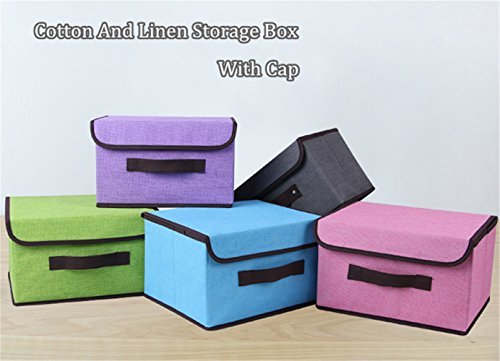 Baumwolle und Liene Aufbewahrungsbox Box mit Cap 2 Größe Kleidung Socken Spielzeug Snacks Kleinteile oraganier Set violett - 6